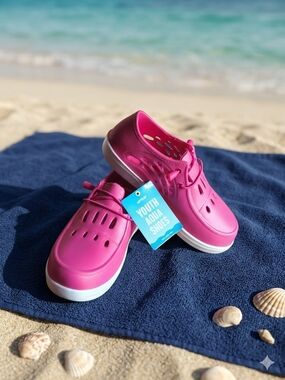🌸 Youth Aqua Shoes Pink Slip On Water Boat Shoes NWT 🌸